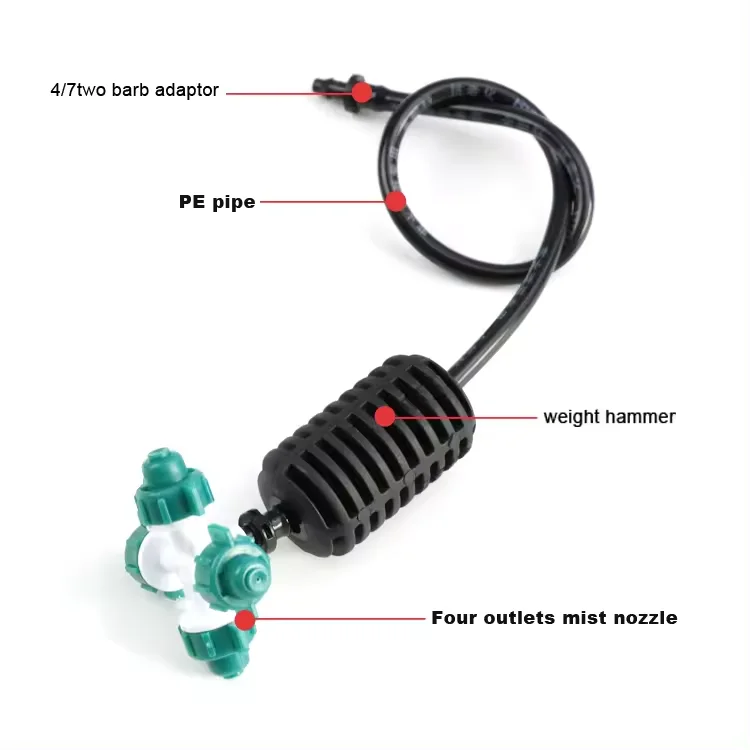 greenhouse irrigation seeding sprinkler four outlets mist nozzle hanging type sprinkler for greenhouse irrigation system