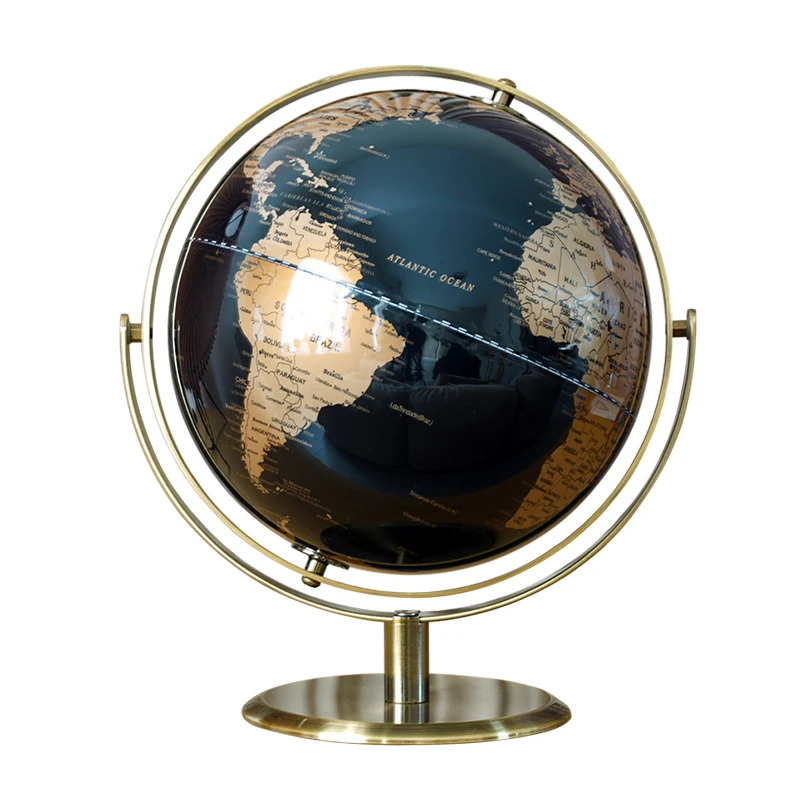 20cm 8 Inch glitter spinning display rotating earth globe decoration black gold world rotation decorative globe home decor