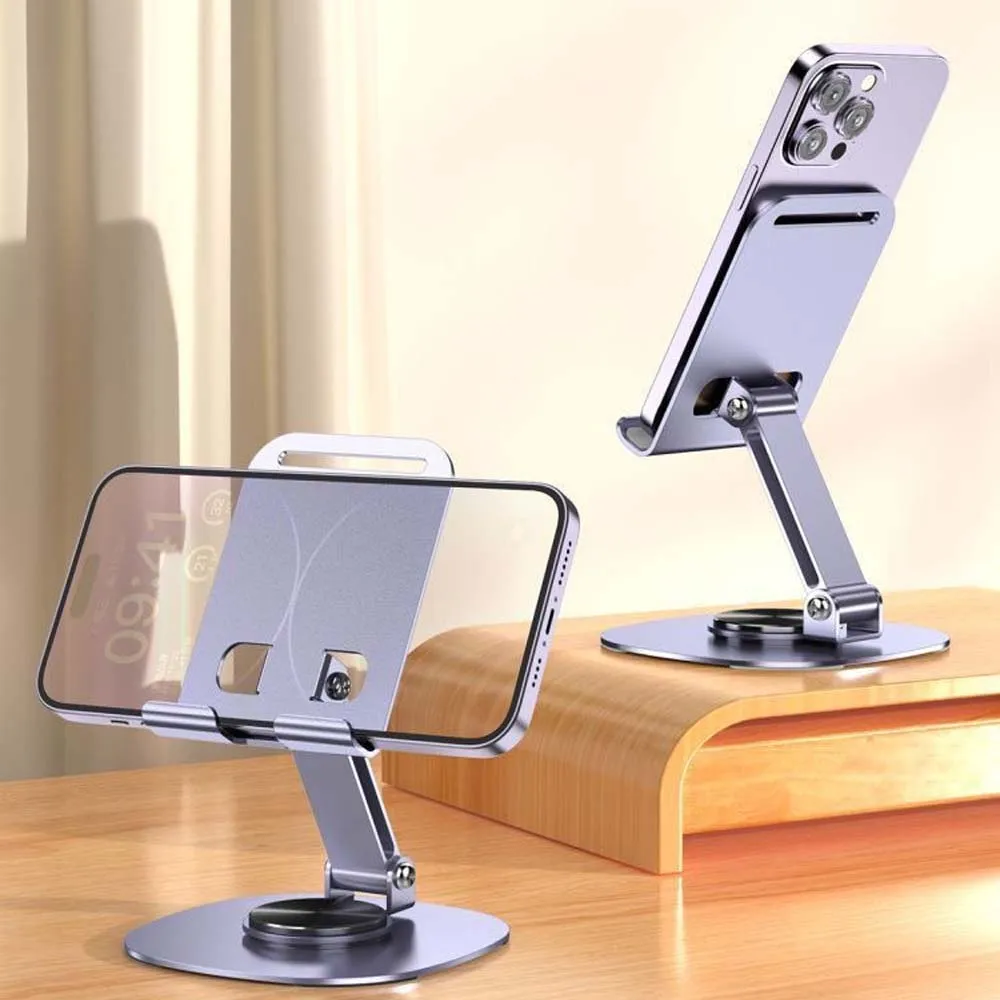 Christmas Promotion Gifts Simple Quality Stable Metal Folding 360 Rotation Desk Stand Phone Holder for All Mobile Phone Tablet
