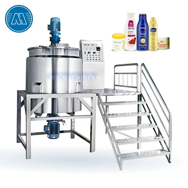 100L 200L 500L Cosmetic Cream Shampoo Liquid Soap Emulsifying Homogenizer Mixing Tank With Agitator