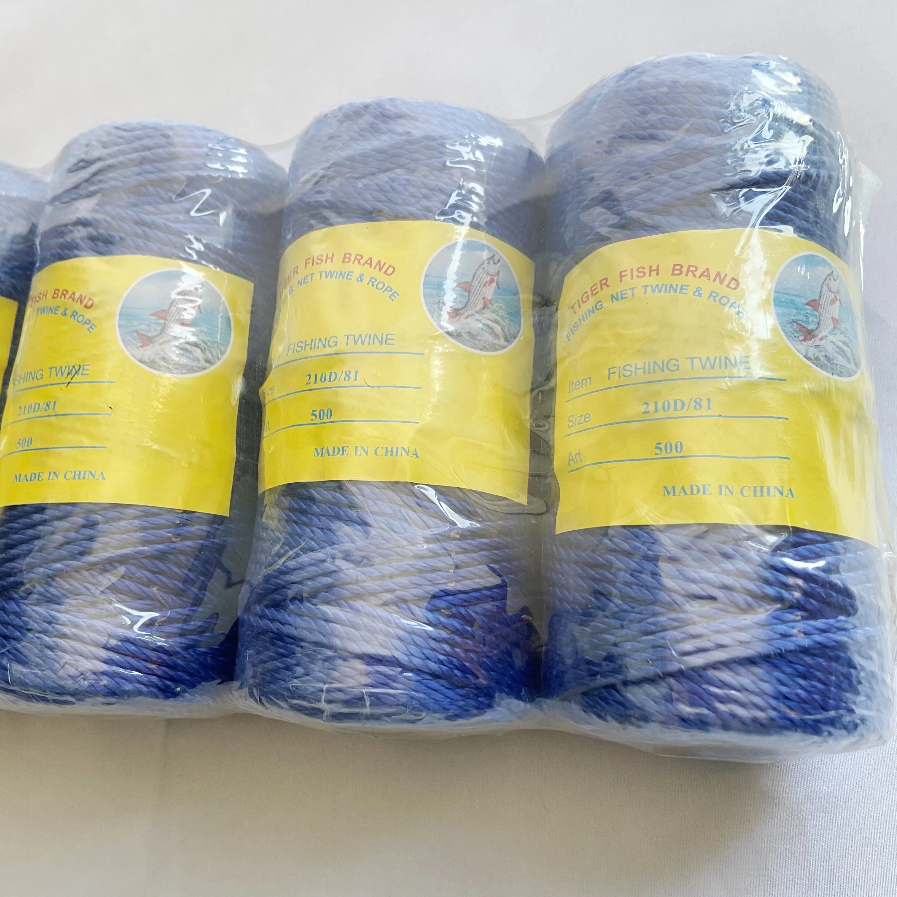 100% Polyester Multifilament Fishing Twine Ring Spun Twisted Nylon Twine 210D/3-150 Ply