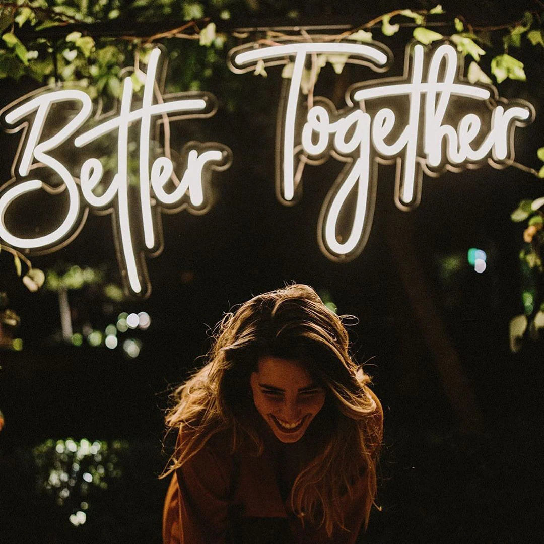 Custom 12V Led Neon Signs Light for Better Together Acrylic Home Room Wall Decoration Ins Party Wedding Signs