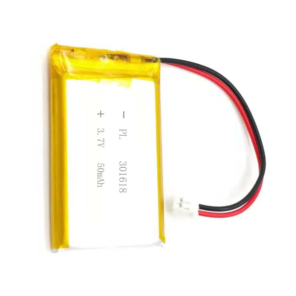 Литий-полимерный ионный аккумулятор 3,7 в 50 мАч 301618 с разъемом JST 2,0 мм