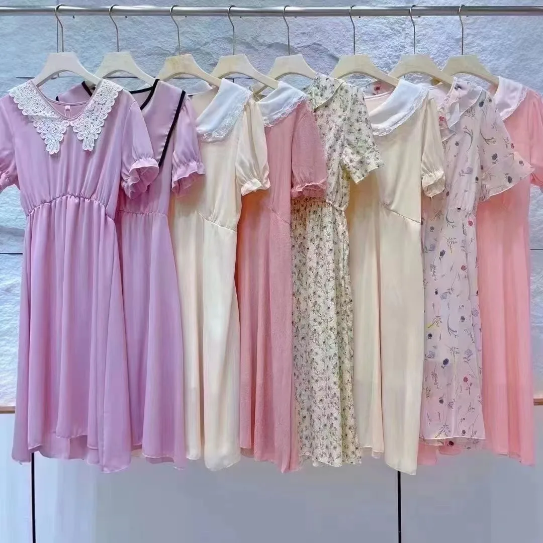 Chiffon Dress Women's Summer New Gentle Style Skirt Natural Jacquard Floral Print 100% Polyester ODM Washable Knitted Maxi