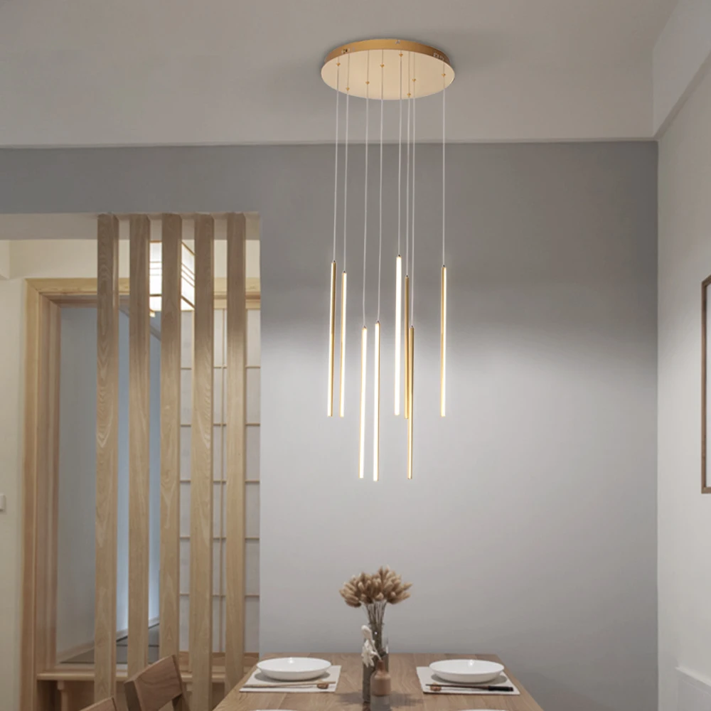 Modern led  Chandelier Lighting 8  Heads Adjustable 72w Led Pendant Lights Gold hotel Bar Staircase Hanging Lamp