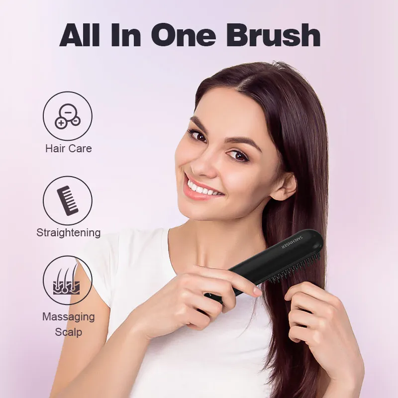 Travel-Friendly Portable Wireless Electric Hair Brush Straightener Comb