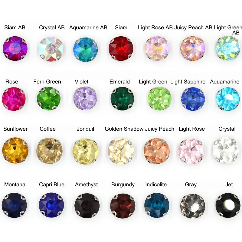 High Quality Round Stone With Claw Crystal Pointback Rhinestone For Clothing Jewelry