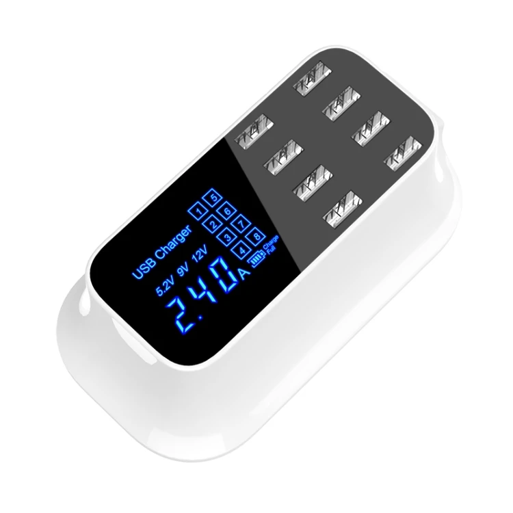 YC-CDA19A 8-портовый USB многофункциональный 40W интеллигентая (ый) цифровой дисплей Быстрая зарядная док-станция штепсельная вилка европейского стандарта