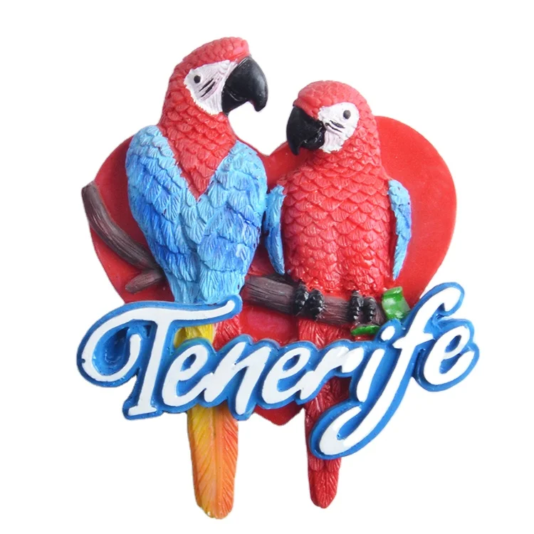 Популярный товар 2023 магнит на холодильник из смолы в форме попугая по всему миру рекламный сувенир