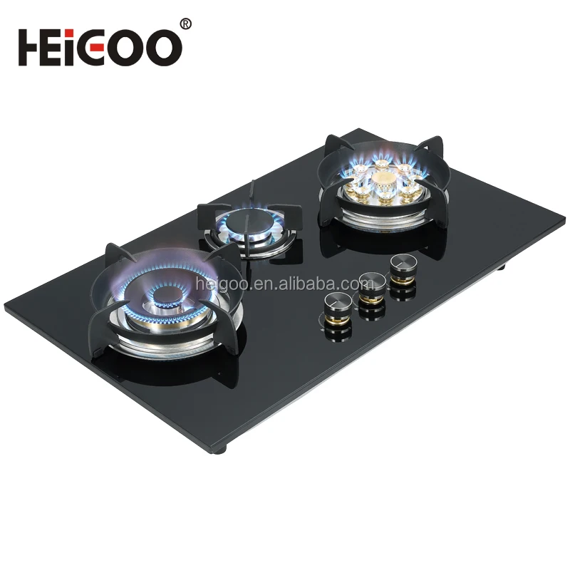 Газовая плита с 9 отверстиями, 3 горелками