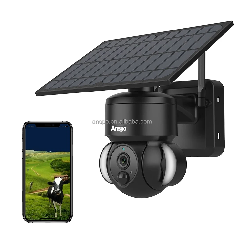 Anspo 3MP Solar 4G Speed Dome PTZ Sim card Battery night vision ip camera  PIR 1080P CCTV Floodlight Camera
