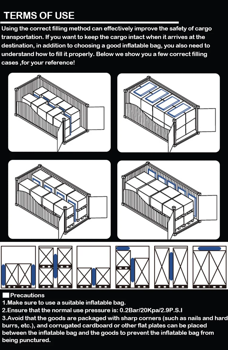 Wholesale cargo securing void filling paper dunnage air bag for transport protection