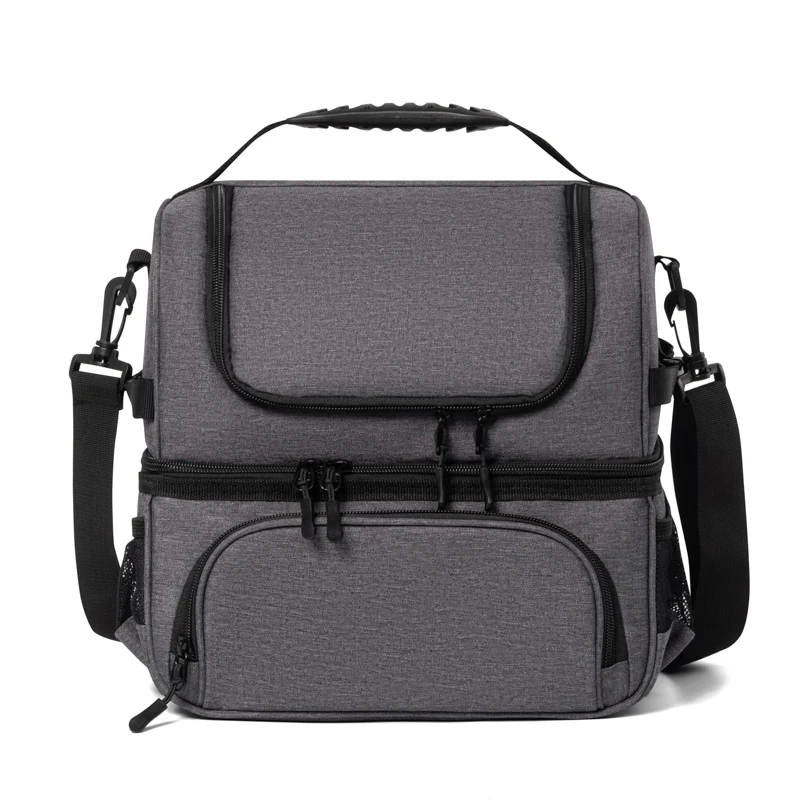 Two compartment adults leakproof cooler insulation bag travel picnic school insulated thermal lunch bag for food