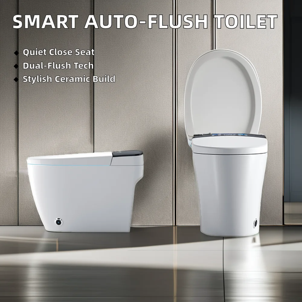 Automatic Ceramic WC All-in-One Flip Lid Toilet Seat Modern 220V Intelligent  Customizable with Built-in Water Tank Bathroom Use