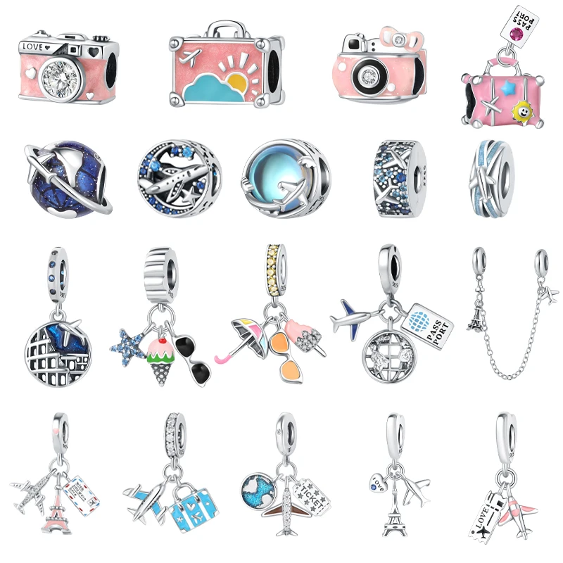 New Arrival Hot Sale Fashion S925 Sterling Silver Global Travel Series Charm Bead DIY Jewelry Bracelet Accessories Pendant