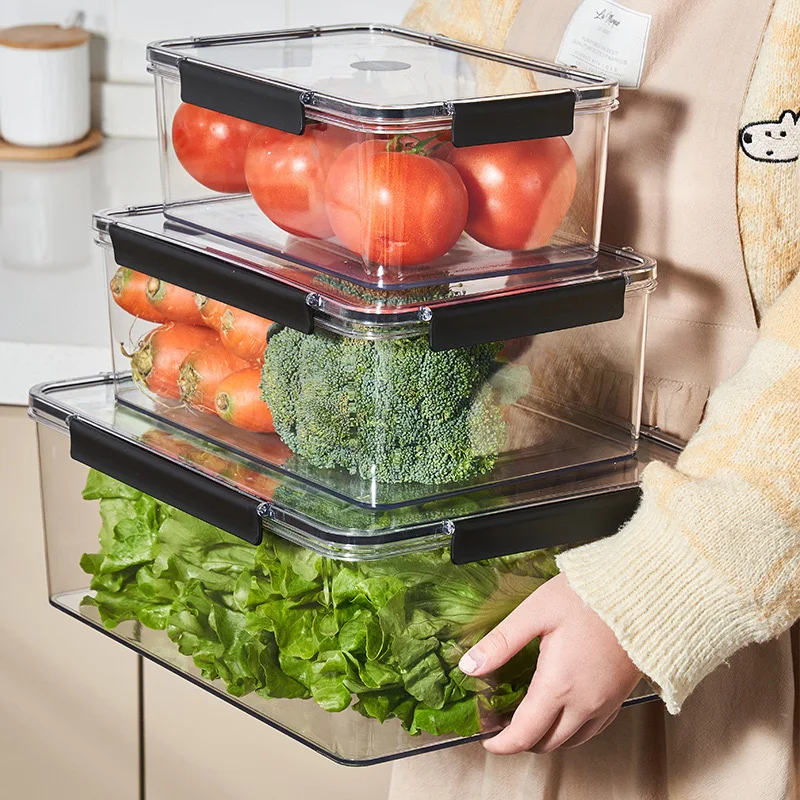 Transparent Plastic Refrigerator Fresh-Keeping Storage Box  Fruit Vegetable Crisper Dumpling Meat Eggs Ginger Garlic Green Onion