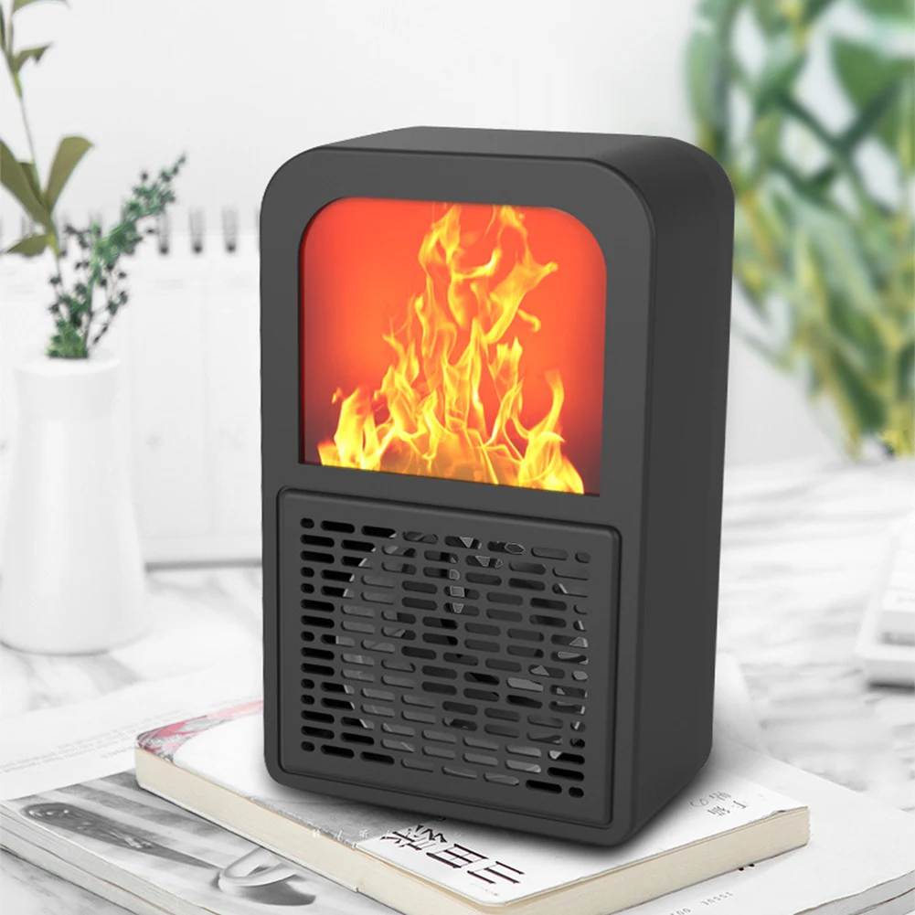Portable 3D Space Home Mini Electric Flame Heater Air Warmer Heating Stove Radiator Household Wall Handy Fan