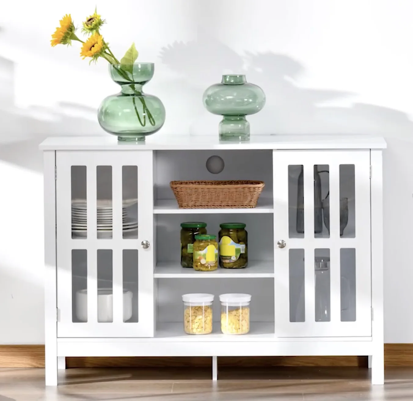 Multifunctional Solid Wood Storage Classic Sideboard Cabinet Antique 2-door MDF Wooden Buffet/ Dining Room Storage Cabinet