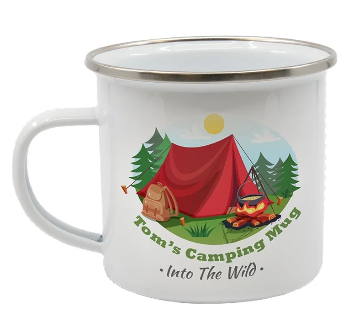 Hot sale  Eco-Friendly 200ml 350ml 450ml sublimation Christmas Holiday Gift Custom Logo  Enameled Campfire Cup