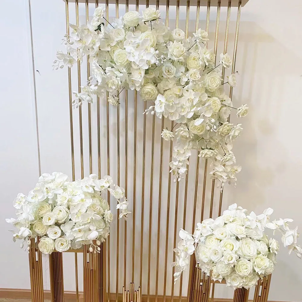 Customized wedding table centerpieces flower Ball white rose stage flower hanging wedding backdrop orchid flower set Arch