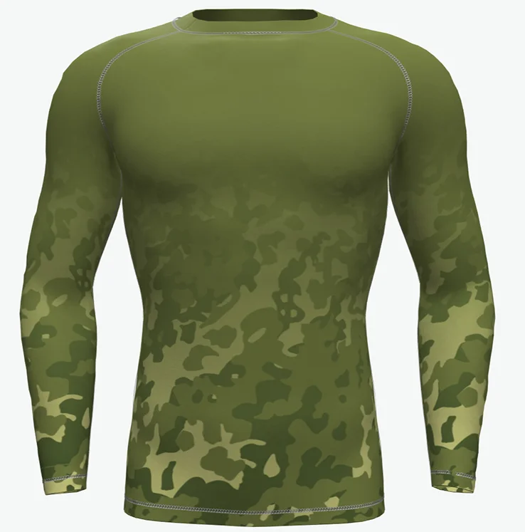 Man Long Sleeve Gym Clothing Upf 50 Sublimation Printed Custom Mma Surfing Rash Guard Compressed T-shirt