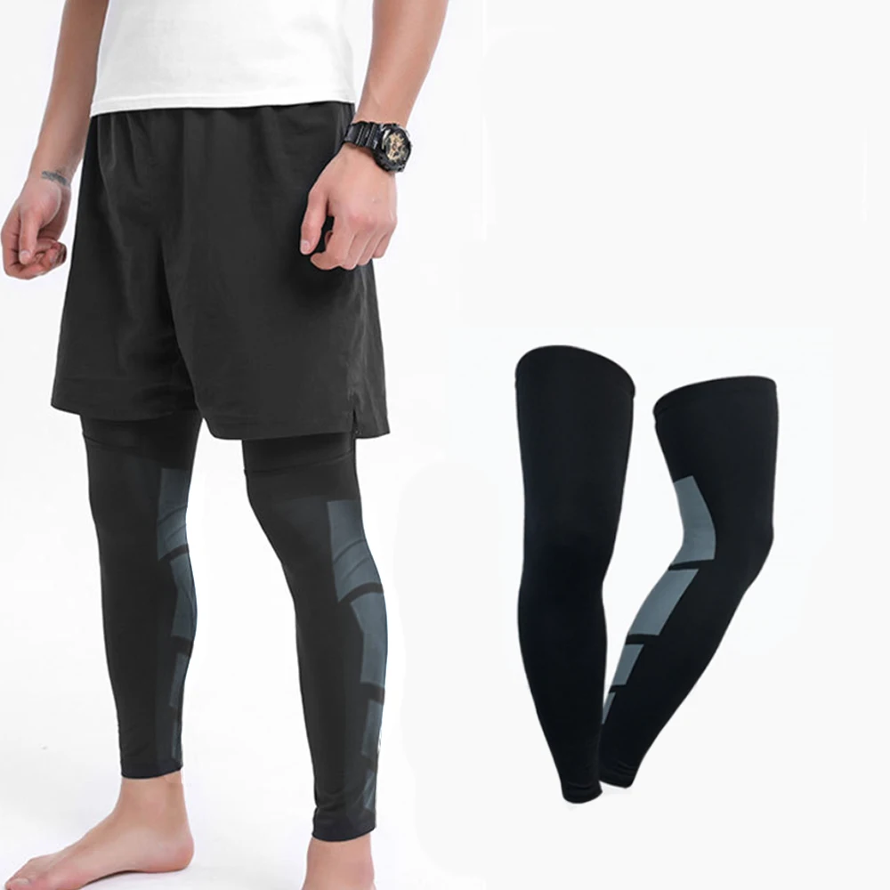 Wholesale Soccer Leg Sleeve 2 pieces Sports Basketball long Leg Sleeves Knee Support brace compression calf support for me