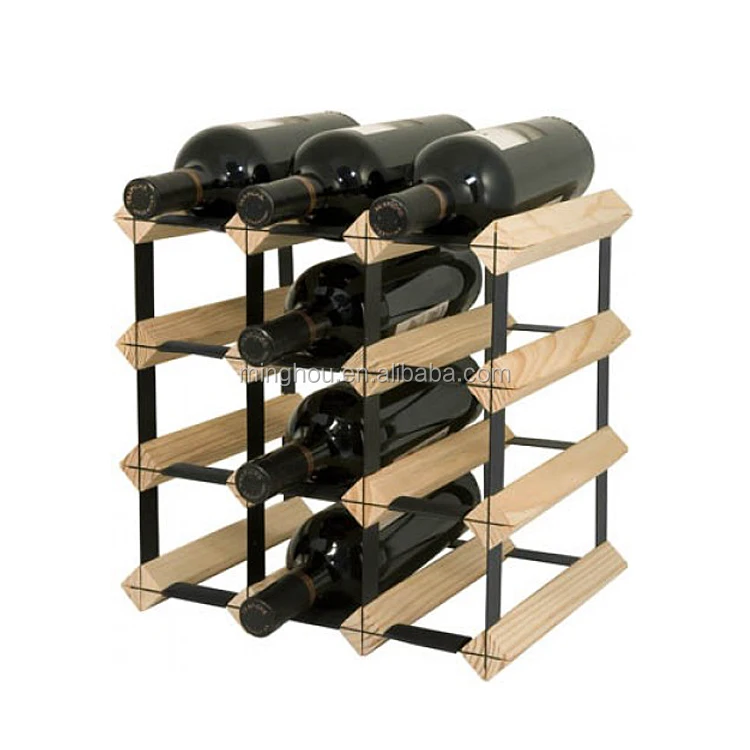 Factory wholesale  modern size  6, 9, 12 Bottles Wine Rack Galvanized Steel Timber Wine Racks for Wine Cellar