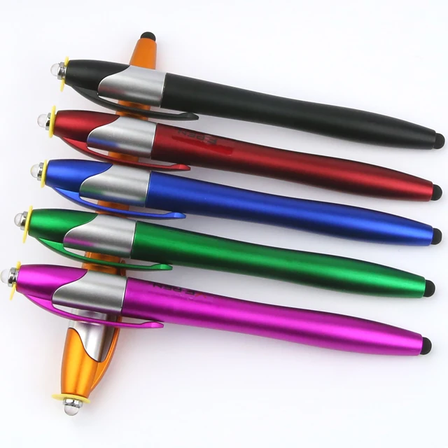 Longorgeous Multifunctional ball point pen with LED flash light blue and black light pen