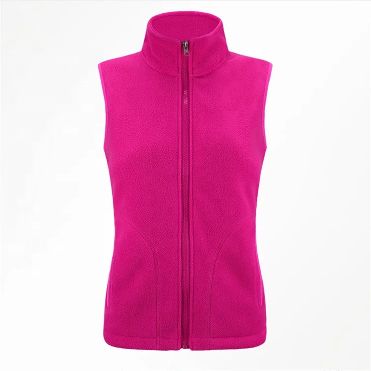 Custom Ladies 100% Polyester Lightweight Warmth Comfort Work Staff Uniform Windproof Sleeveless Polar Fleece Vest