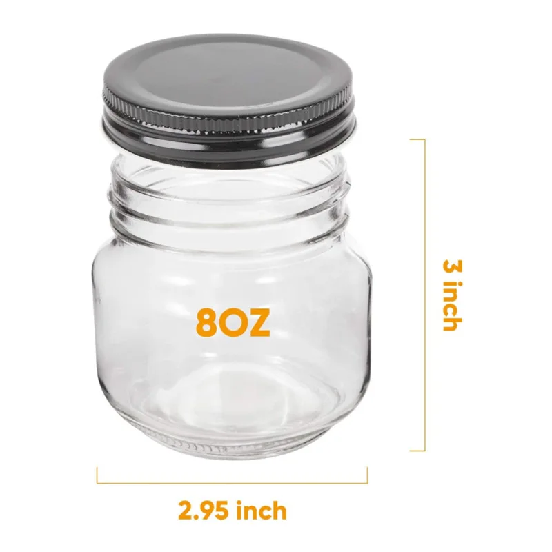 Food-Grade 8oz 250ml Glass Mason Jar Canning Food Storage With Metal Lid Container for Honey Jam