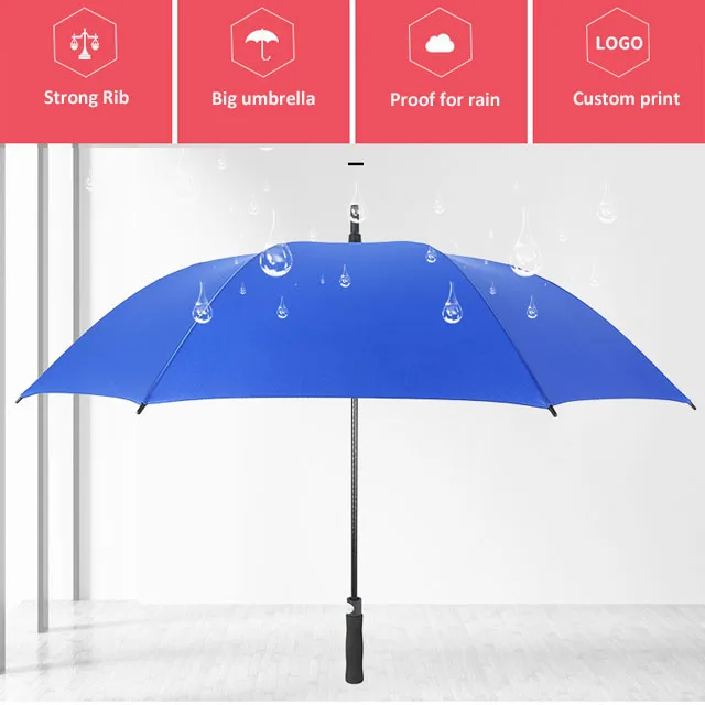 high quality auto open custom logo printed windproof straight golf umbrella manufacturers