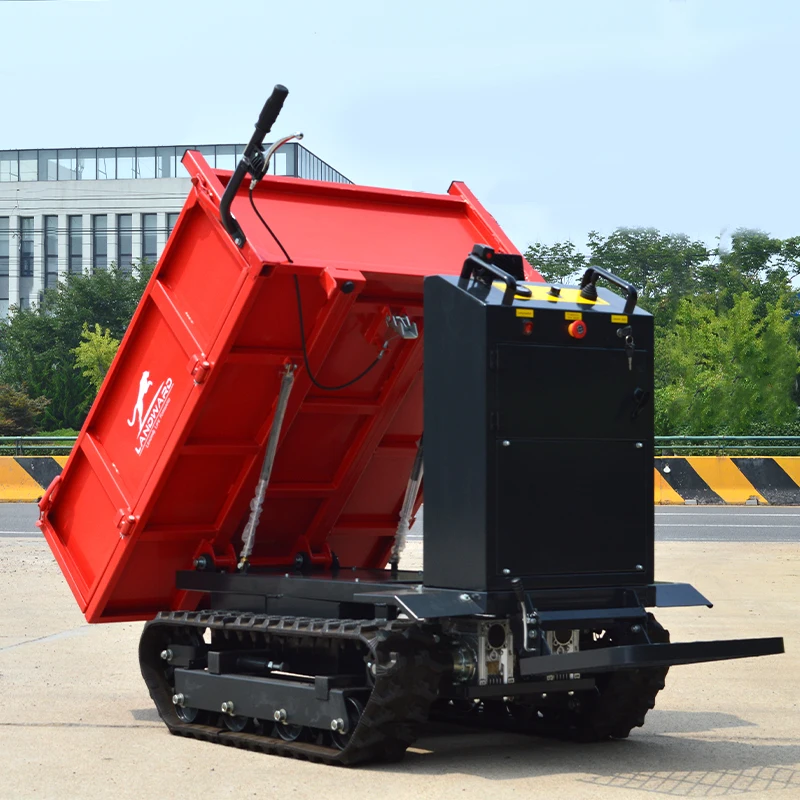 LANDWARD Wholesale Cheap Mini Electric Battery Transporter Portable All Terrain Skid Steer Rubber Track Truck Mini Dump Truck
