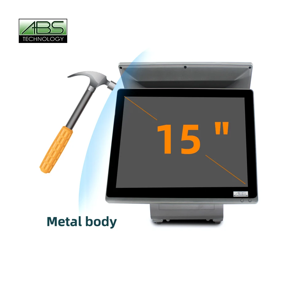 Small to Medium-Sized POS Cash Register Terminal with 15-inch Touch Screen Customer-Facing Display
