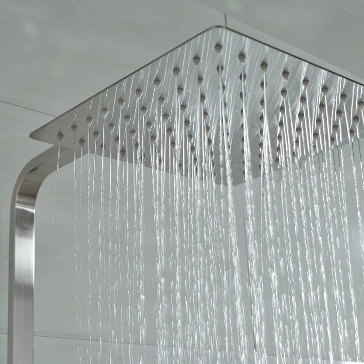 
Multi-fuction hotel square shower set thermostatic double head shower with hand sprayer SUS304 shower system with slide bar 