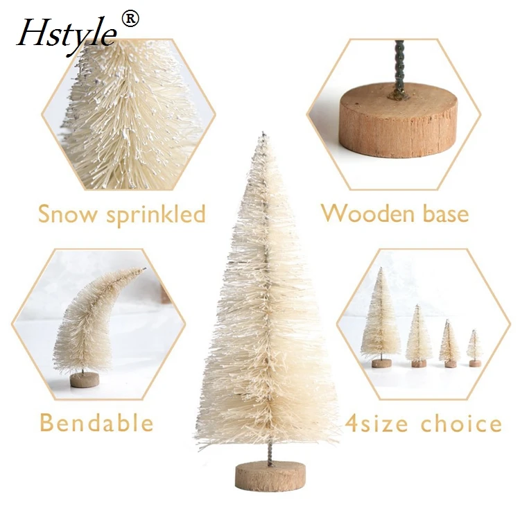 24 шт. искусственные мини-Рождественские елки, сизальные елки с деревянной основой в бутылке, щетки для рождественской столешницы, декор SSD242