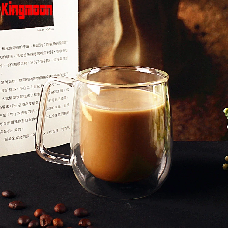 Многоразовая стеклянная кофейная кружка ручной работы с двойными стенками