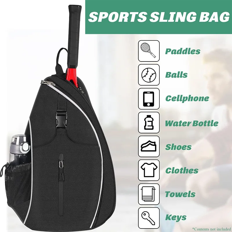 Water Resistant Men Women Travel Crossbody Sport Racket Bag FOR Pickleball Tennis Racketball