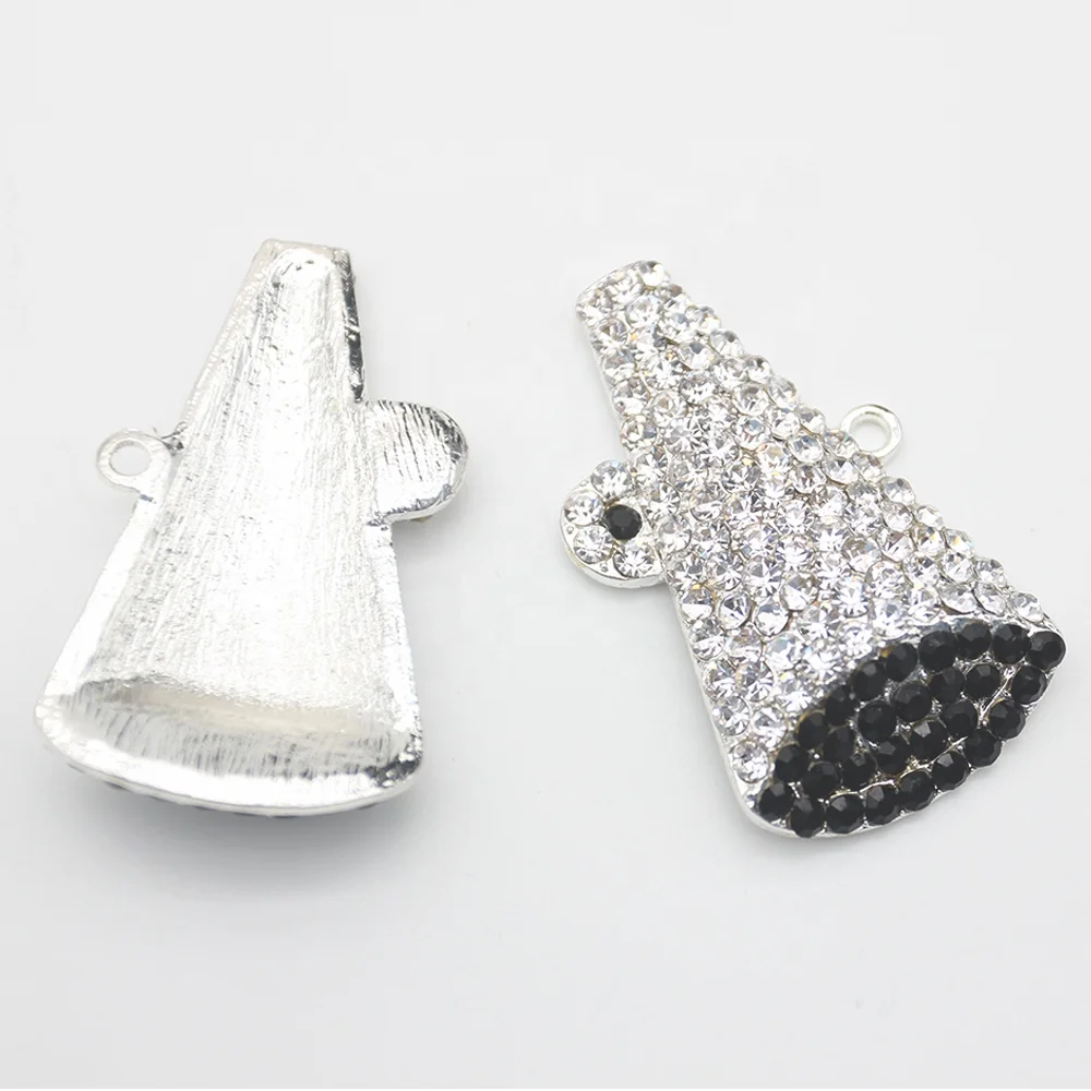 Funny Chunky Rhinestone Crystal Enamel Cheerleader Cheer Megaphone Toggle Pendant for Necklace