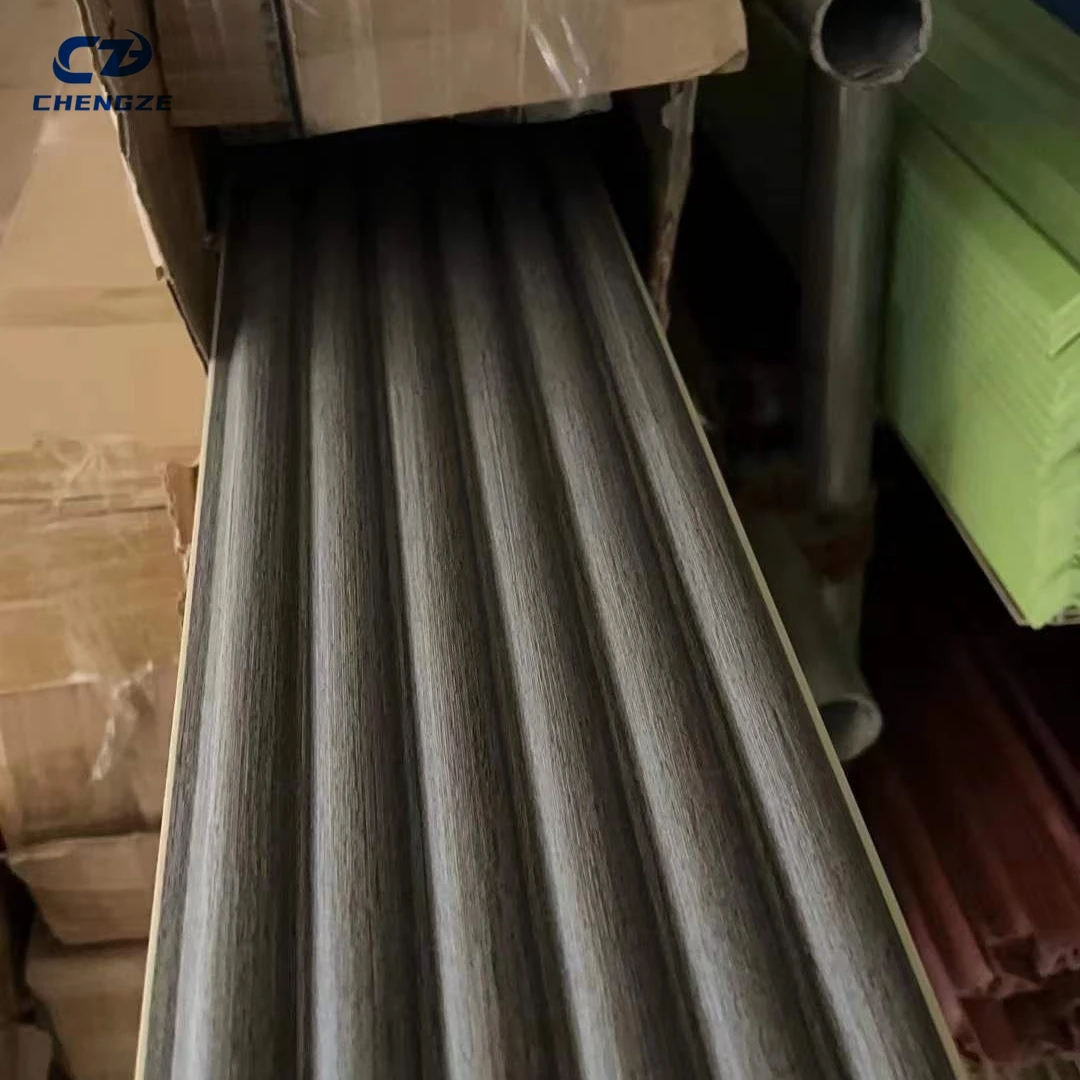 Chengze Indoor Wood Grain WPC Wall Panel Round Hole Fluted Cladding