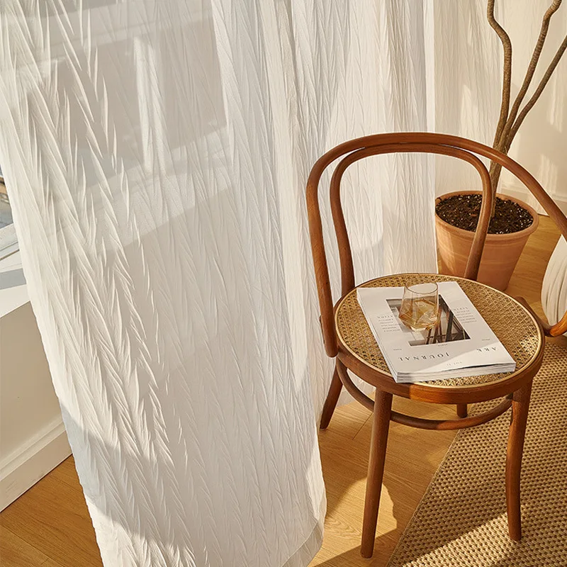Wholesale Good Quality Crinkle Sheer Curtains, Pleated Sheer Curtains, Crepe Sheer Curtains