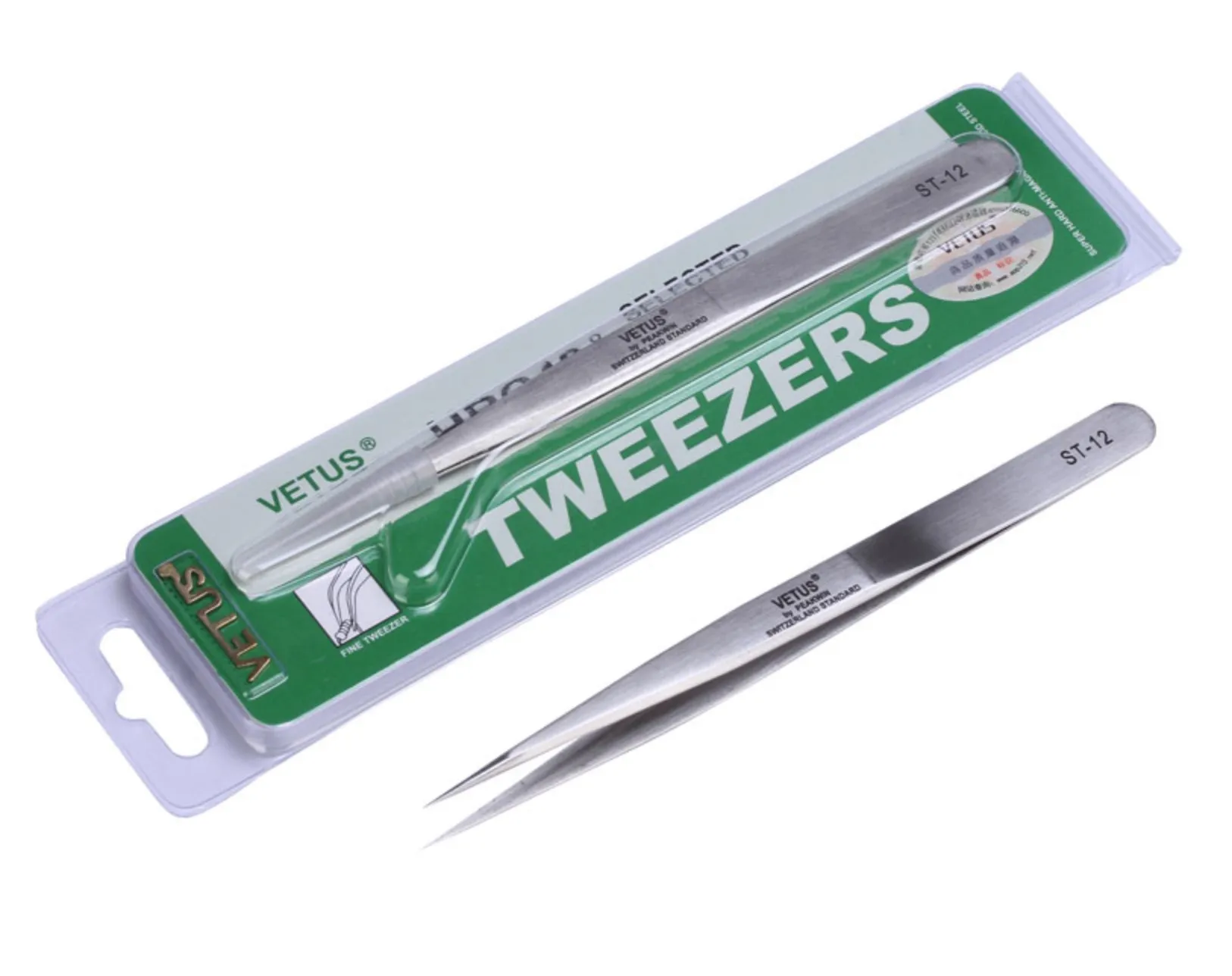 Прямые Средний наконечник ST-12 ненатуральные искусственные Антистатическая пинцет