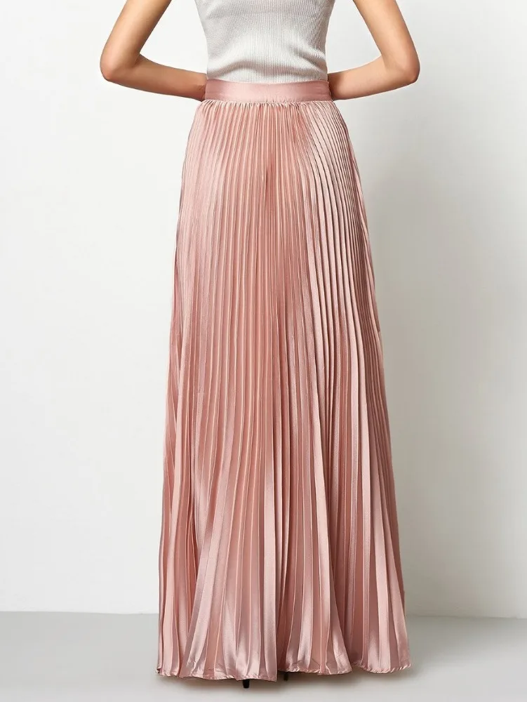 На заказ, летняя длинная Плиссированная Женская юбка-макси большого размера, атласная юбка