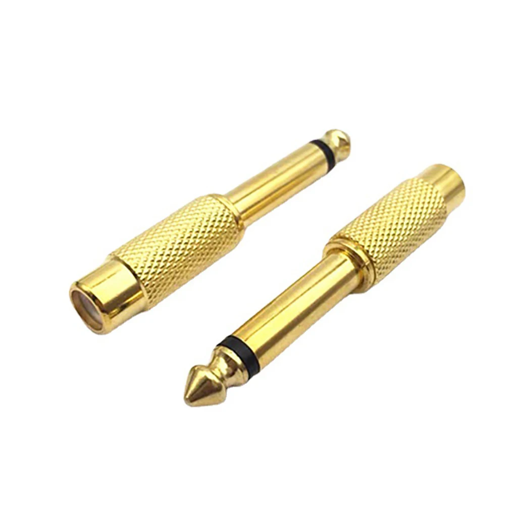 Hot 6.35mm Mono gold plated adapter 6.5 turn lotus female Mixer Audio Adapter 6.35 to RCA 6.5 to AV