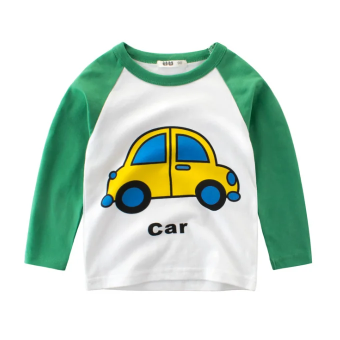 
YY10028B 2021 Spring and Summer New Arrival boys long sleeve round neck for Children kids print t-shirt 