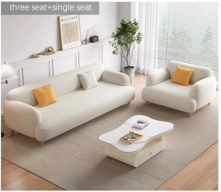 Cream style Nordic 3 seat Design Sofa Simple Living Room Teddy Fabric Leisure Sofa Couch Apartment Mini sofa furniture