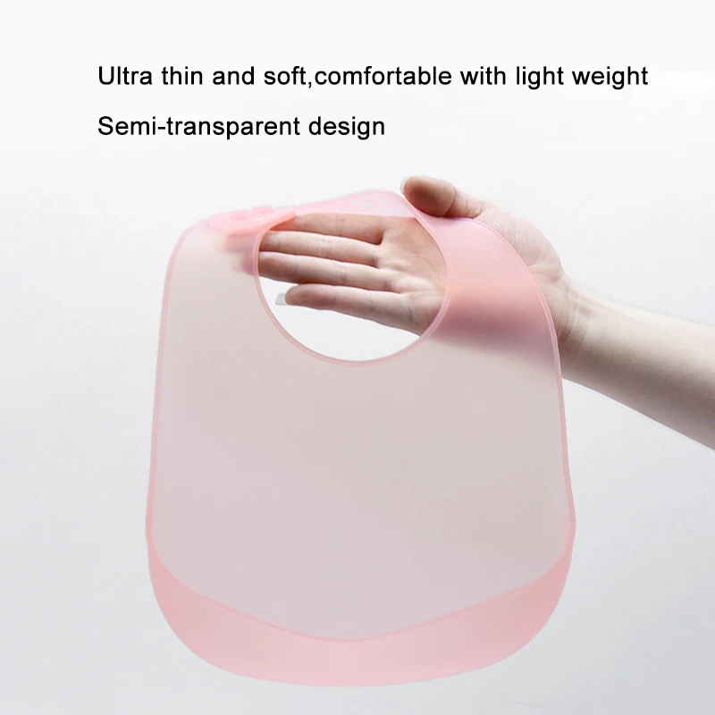 2022 New Summer Cool Waterproof Soft Silicone Baby Bib BPA Free Nude Transparent Lure Light Weight Neutral Toddler Bibs