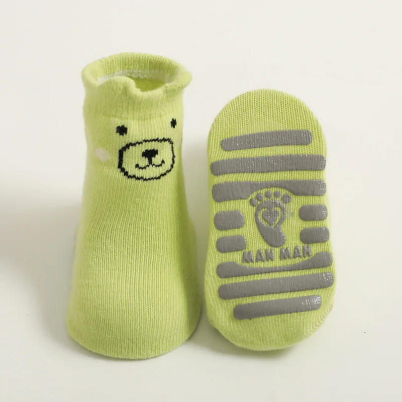Милые детские носки из чесаного хлопка с животными Осенние нескользящие для пола в помещении мягкие малышей и младенцев