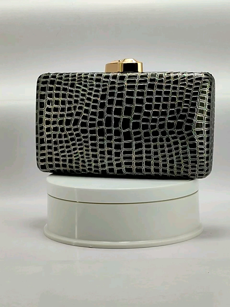 Unique Crocodile Print Dinner Bag Tin Box Evening Handbag PU Leather Ladies Wedding Bridesmaid Clutch Bag