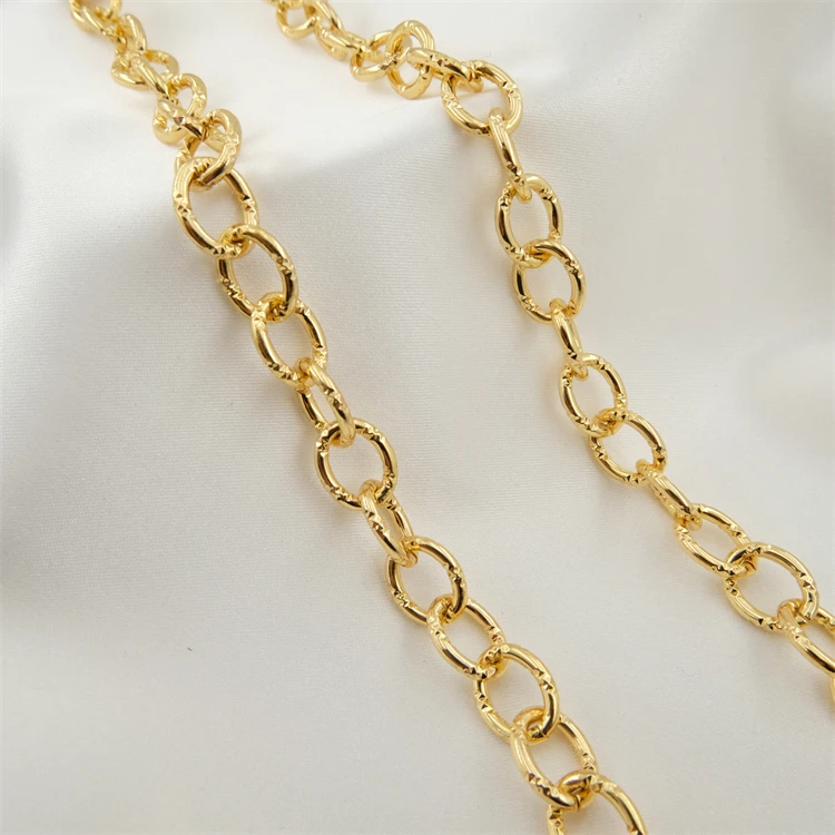 Golden necklace chains for jewelry making  HIP-HOP 18k gold plated chains accessories Cuban style Daikin necklace chain