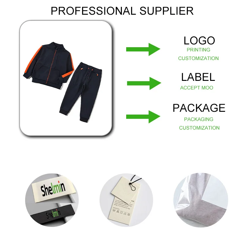 Wholesale Kids Boy Long Sleeve Coats  With Zipper Drawstring Jogger Pants with Pockets Sportswear Sets